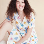 Vestido corto barcos - ECRU