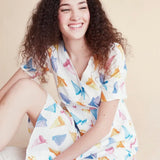 Vestido corto barcos - ECRU