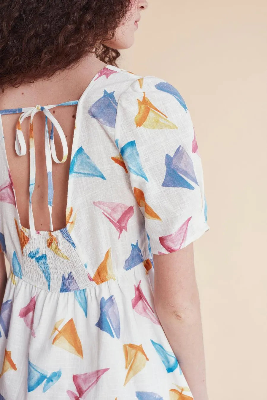 Vestido corto barcos - ECRU