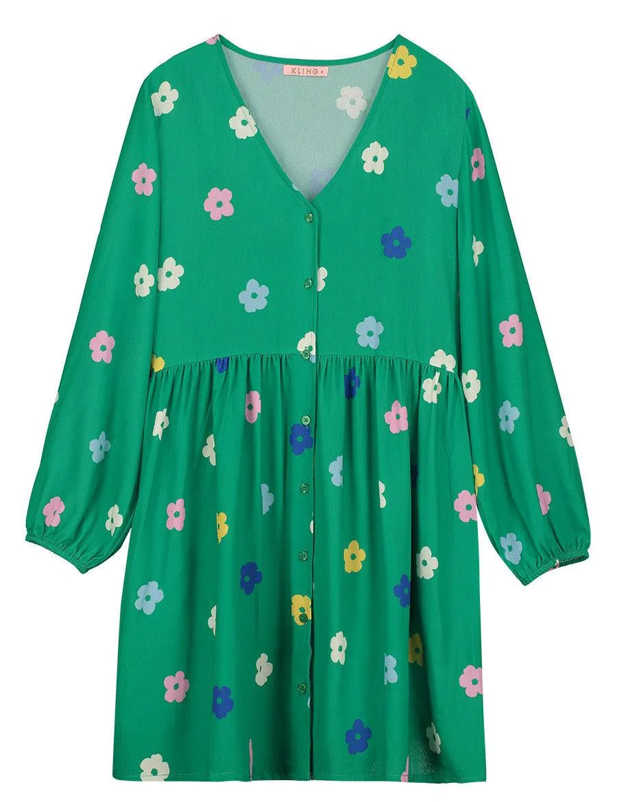 Vestido corto botones - ECRU