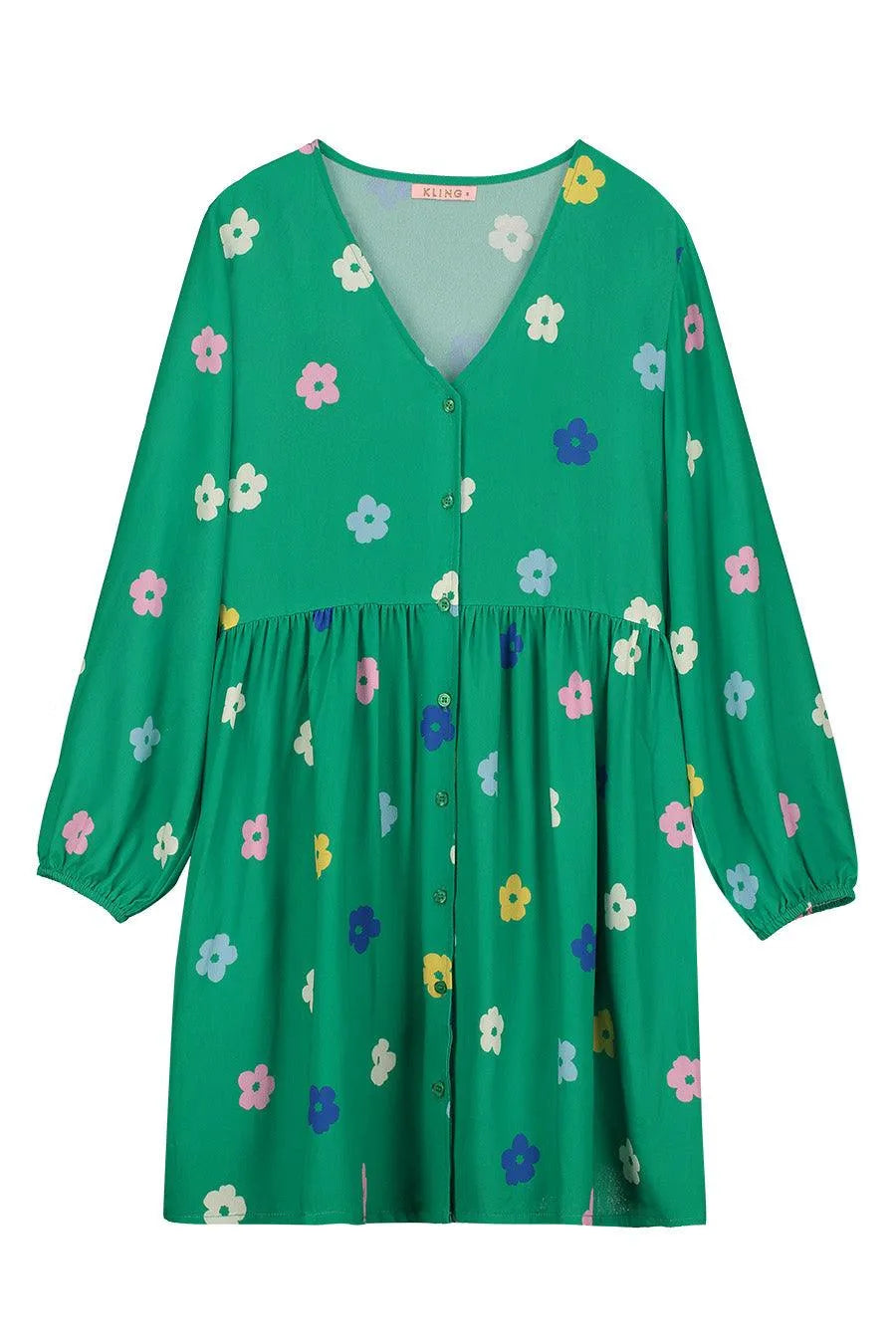 Vestido corto botones - ECRU