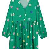 Vestido corto botones - ECRU