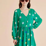 Vestido corto botones - ECRU