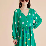 Vestido corto botones - ECRU