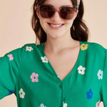 Vestido corto botones - ECRU