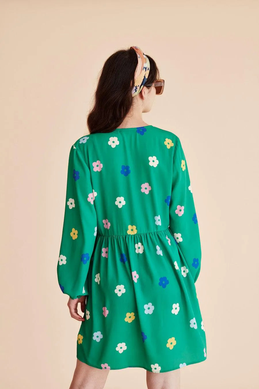 Vestido corto botones - ECRU