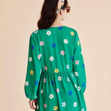 Vestido corto botones - ECRU