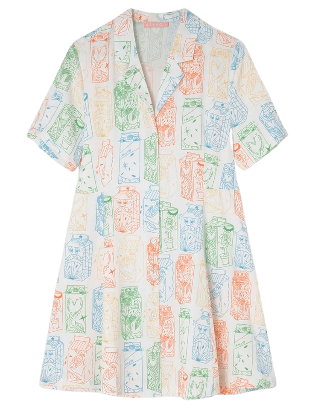 Vestido corto camisero juices - ECRU