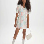 Vestido corto camisero juices - ECRU