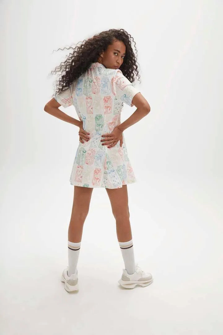Vestido corto camisero juices - ECRU
