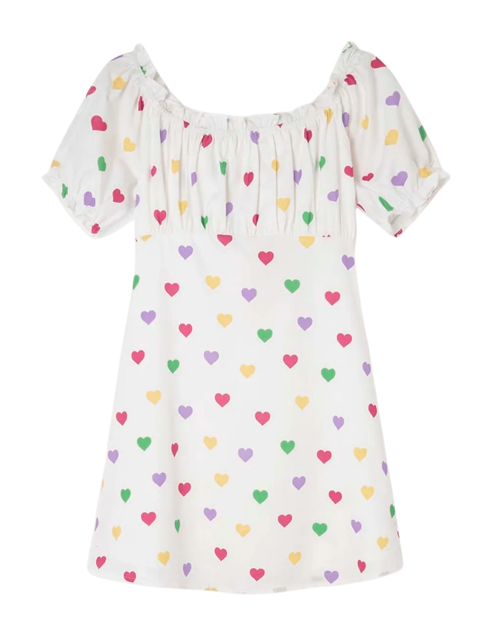Vestido corto corazones - ECRU
