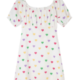 Vestido corto corazones - ECRU