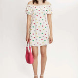 Vestido corto corazones - ECRU