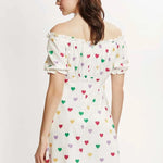 Vestido corto corazones - ECRU