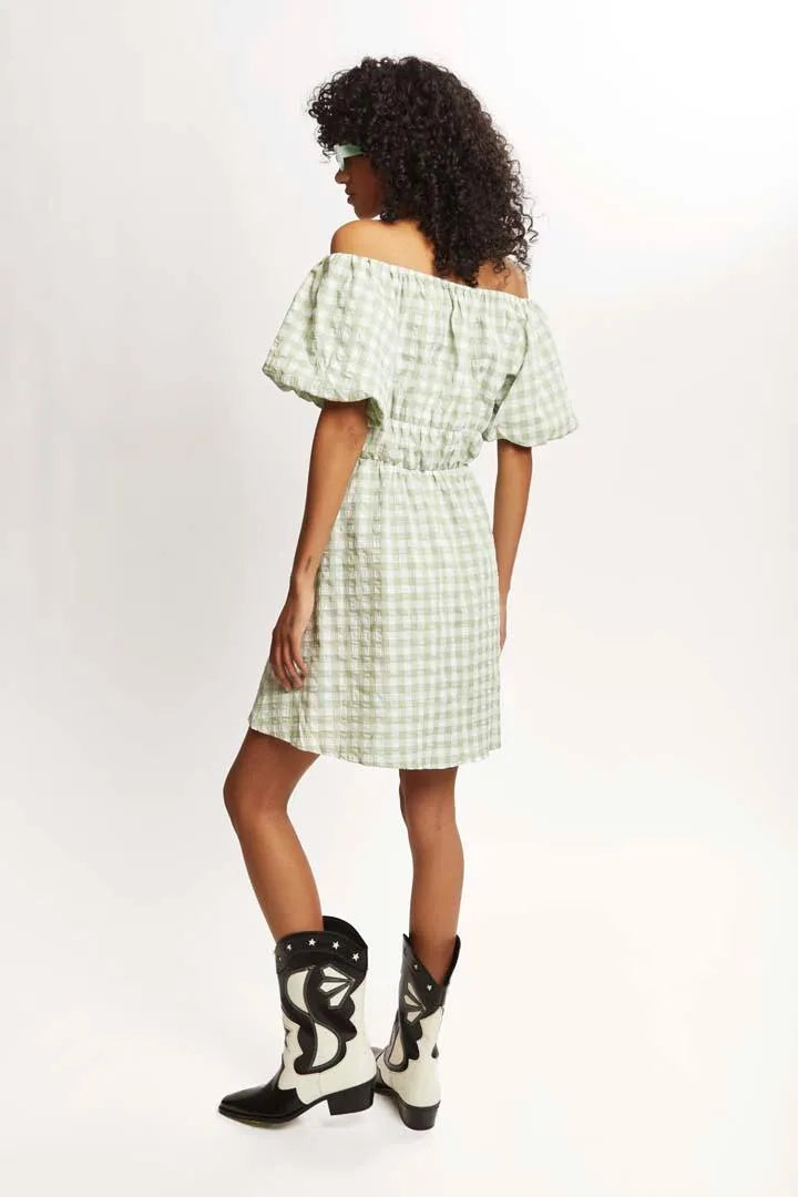 Vestido corto cuadros vichy - ECRU