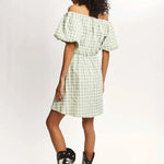 Vestido corto cuadros vichy - ECRU