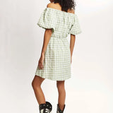 Vestido corto cuadros vichy - ECRU