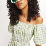 Vestido corto cuadros vichy - ECRU