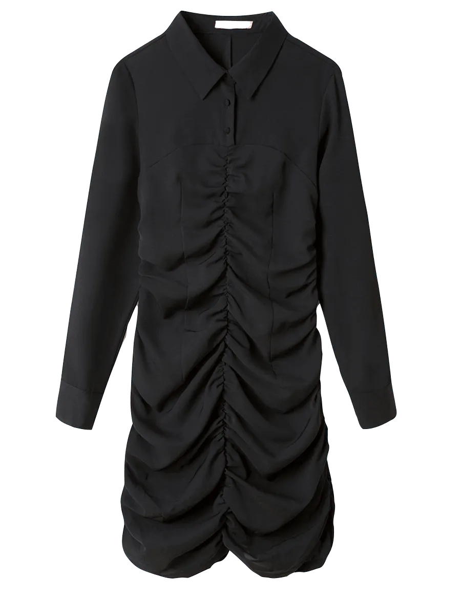 Vestido corto fiesta drapeado - ECRU