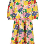 Vestido corto flores - ECRU