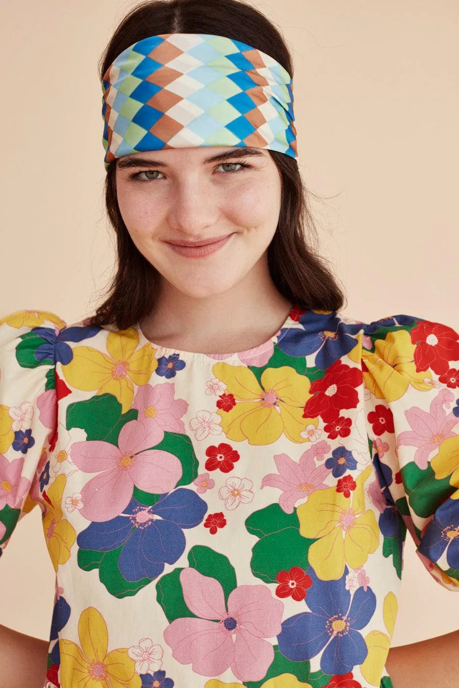 Vestido corto flores - ECRU