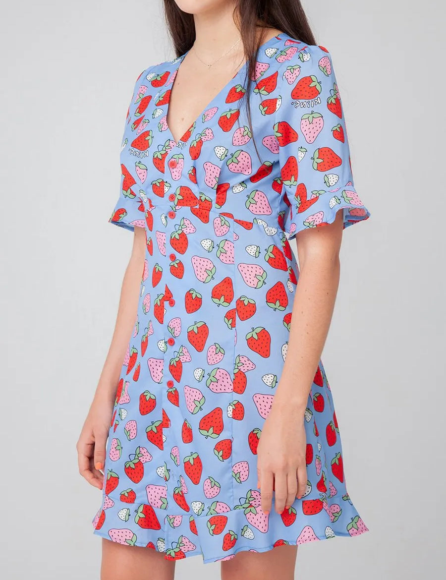 Vestido Corto Fresas - ECRU