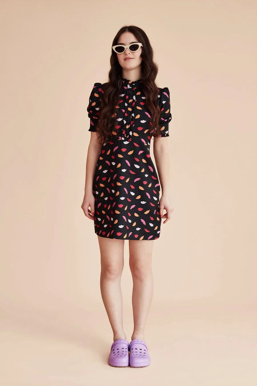 Vestido corto labios - ECRU