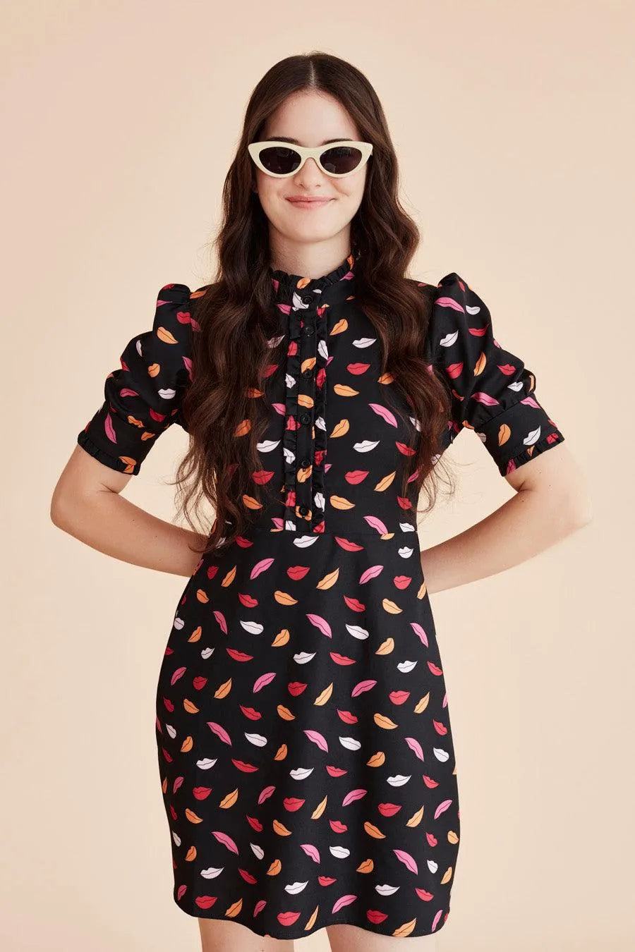 Vestido corto labios - ECRU