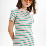 Vestido corto polo rayas - ECRU