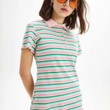 Vestido corto polo rayas - ECRU