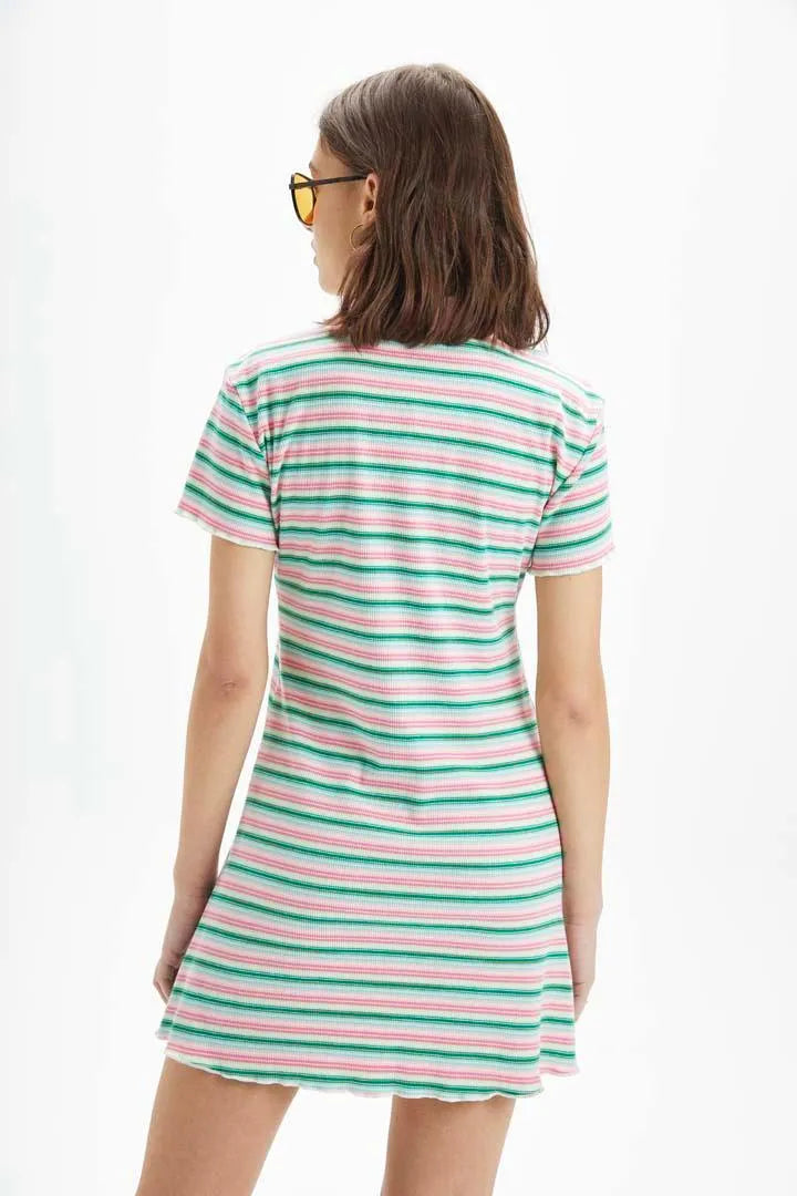 Vestido corto polo rayas - ECRU