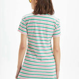 Vestido corto polo rayas - ECRU