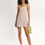 Vestido corto tirantes cuadros vichy - ECRU