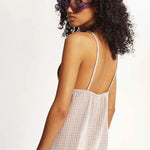 Vestido corto tirantes cuadros vichy - ECRU