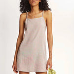 Vestido corto tirantes cuadros vichy - ECRU