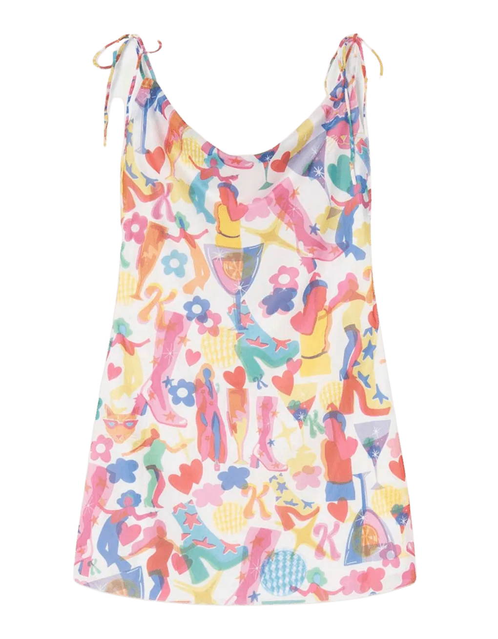 Vestido corto tirantes tul - ECRU