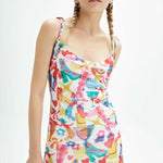 Vestido corto tirantes tul - ECRU