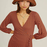 Vestido Cruzado Volante Retro - ECRU