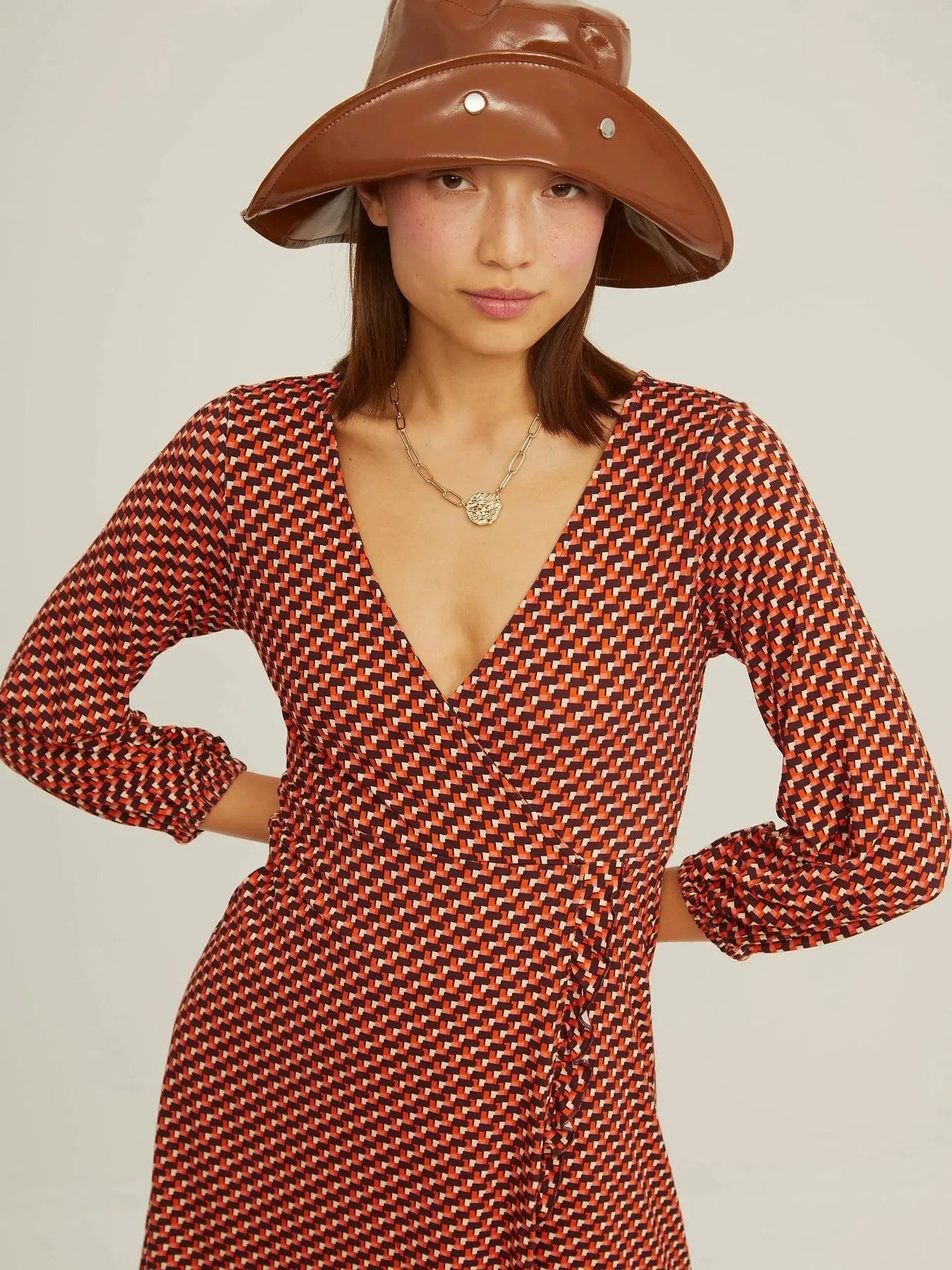 Vestido Cruzado Volante Retro - ECRU