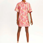 Vestido denim tie-dye polo - ECRU