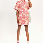 Vestido denim tie-dye polo - ECRU