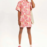 Vestido denim tie-dye polo - ECRU