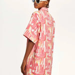 Vestido denim tie-dye polo - ECRU