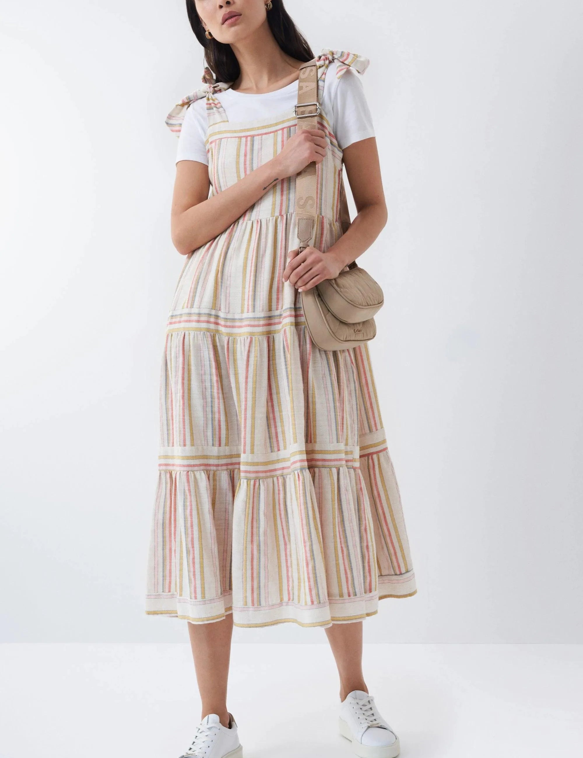 Vestido fluido de rayas - ECRU