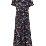 Vestido Hilary Jersey Smock Black/Multi Winter Leopard - ECRU