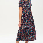 Vestido Hilary Jersey Smock Black/Multi Winter Leopard - ECRU