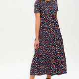 Vestido Hilary Jersey Smock Black/Multi Winter Leopard - ECRU