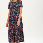 Vestido Hilary Jersey Smock Black/Multi Winter Leopard - ECRU