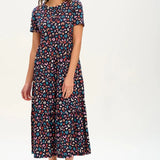 Vestido Hilary Jersey Smock Black/Multi Winter Leopard - ECRU