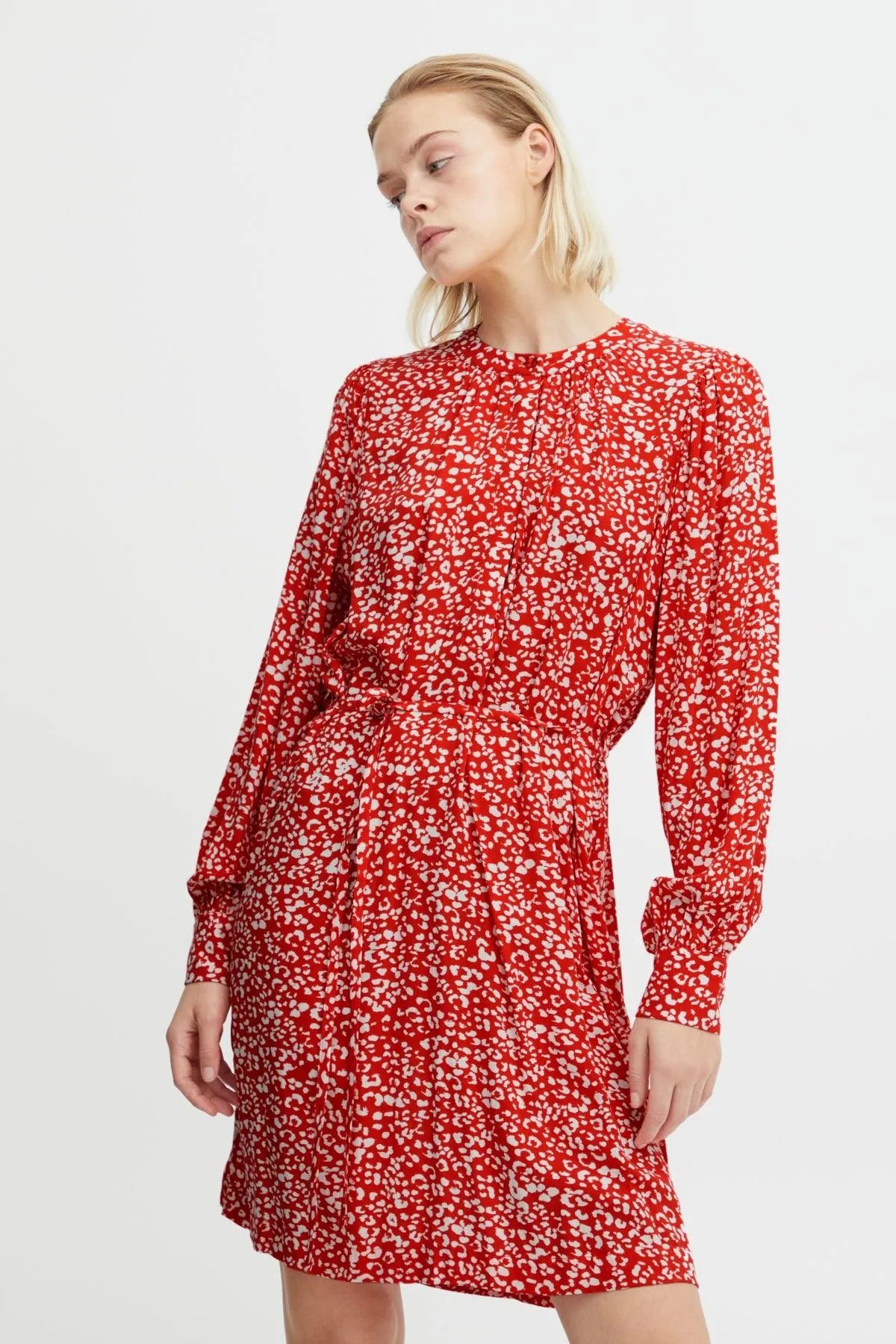 Vestido ICHI Carolina Poppy Red - ECRU